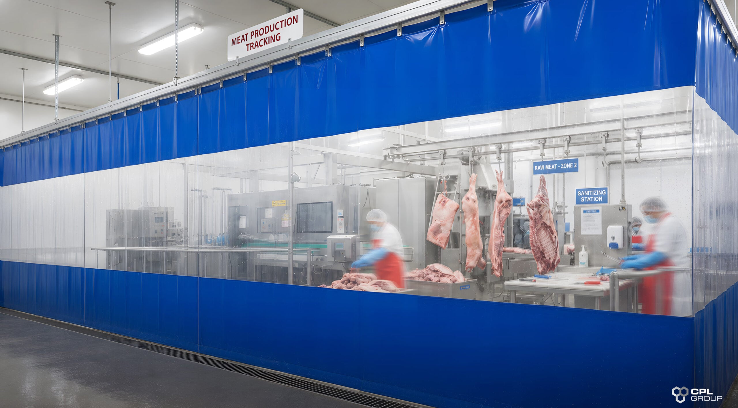 Food Processing Cross Contamination Contorl | Washdown Curtains | Hushtec Solutions